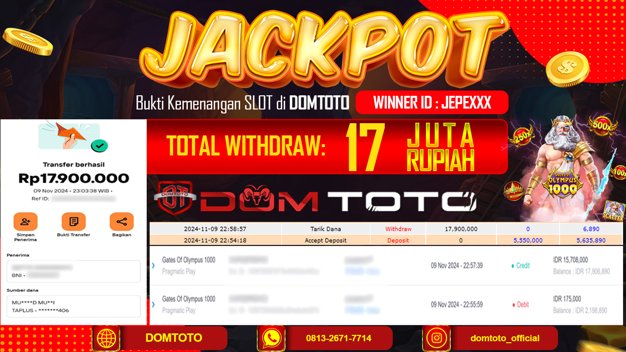 JACKPOT SLOT GATES OF OLYMPUS 1000 09 NOVEMBER 2024